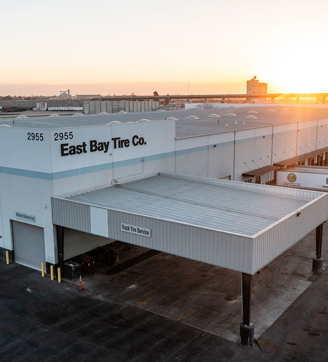 Aerial of East Bay Tire facility in Fresno, CA
